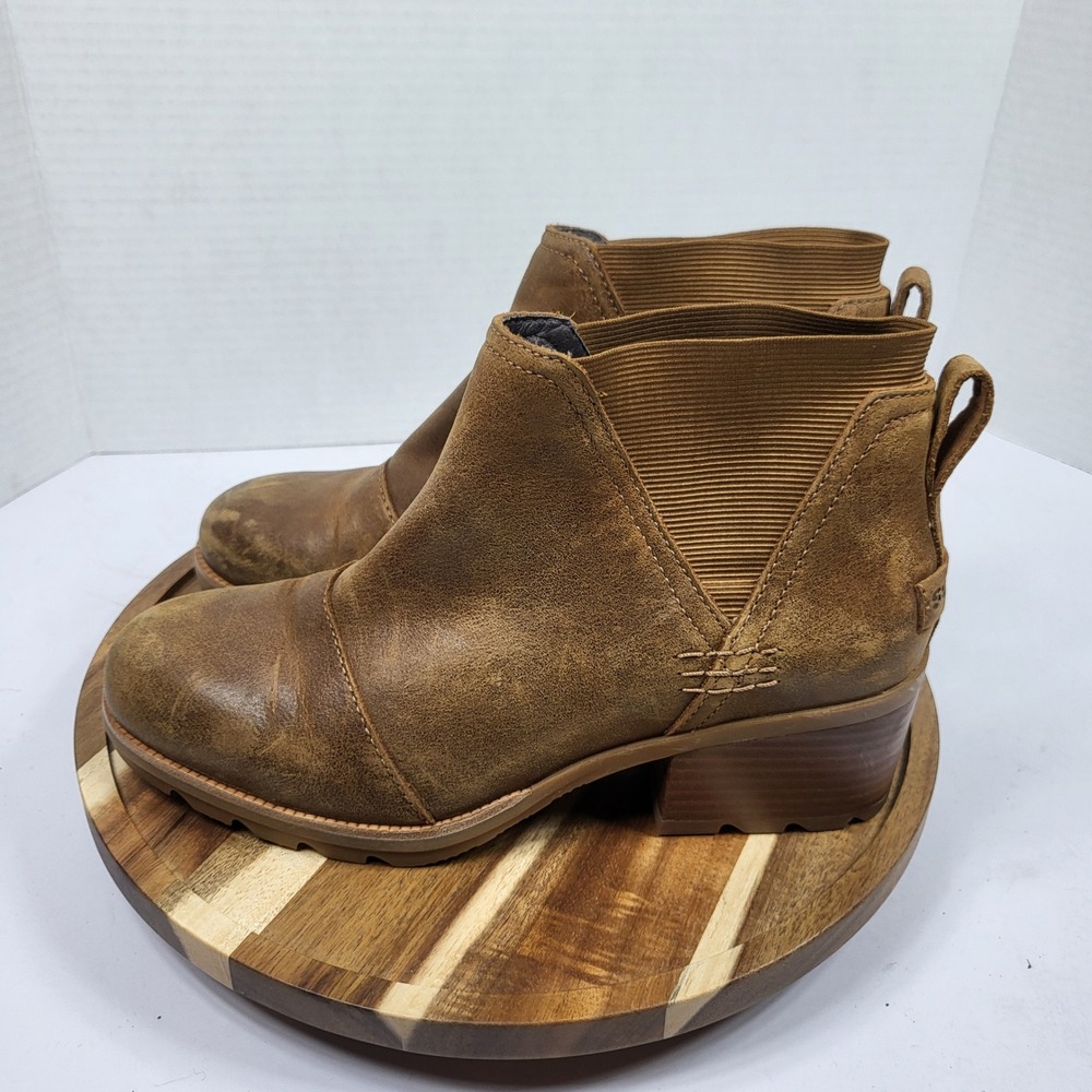 Sorel Cate Chelsea Boots Women 7.5 Tan NL3712-242 Waterproof Leather